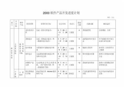 互联网销售平台软件项目开发计划表